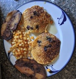 Sunday Brunch- Cornmeal Blueberry Pancakes
