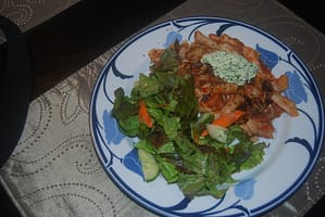 Pasta Alla Norma with Ricotta and Salad