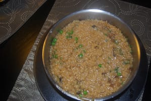 White Wine Risotto with Shitake Mushrooms and Peas